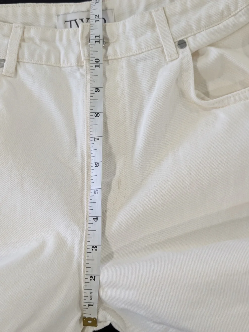 TWP Boxy Relaxed Denim Shorts White Size 24 Bermuda Straight Leg NWT $395 - Picture 10 of 14